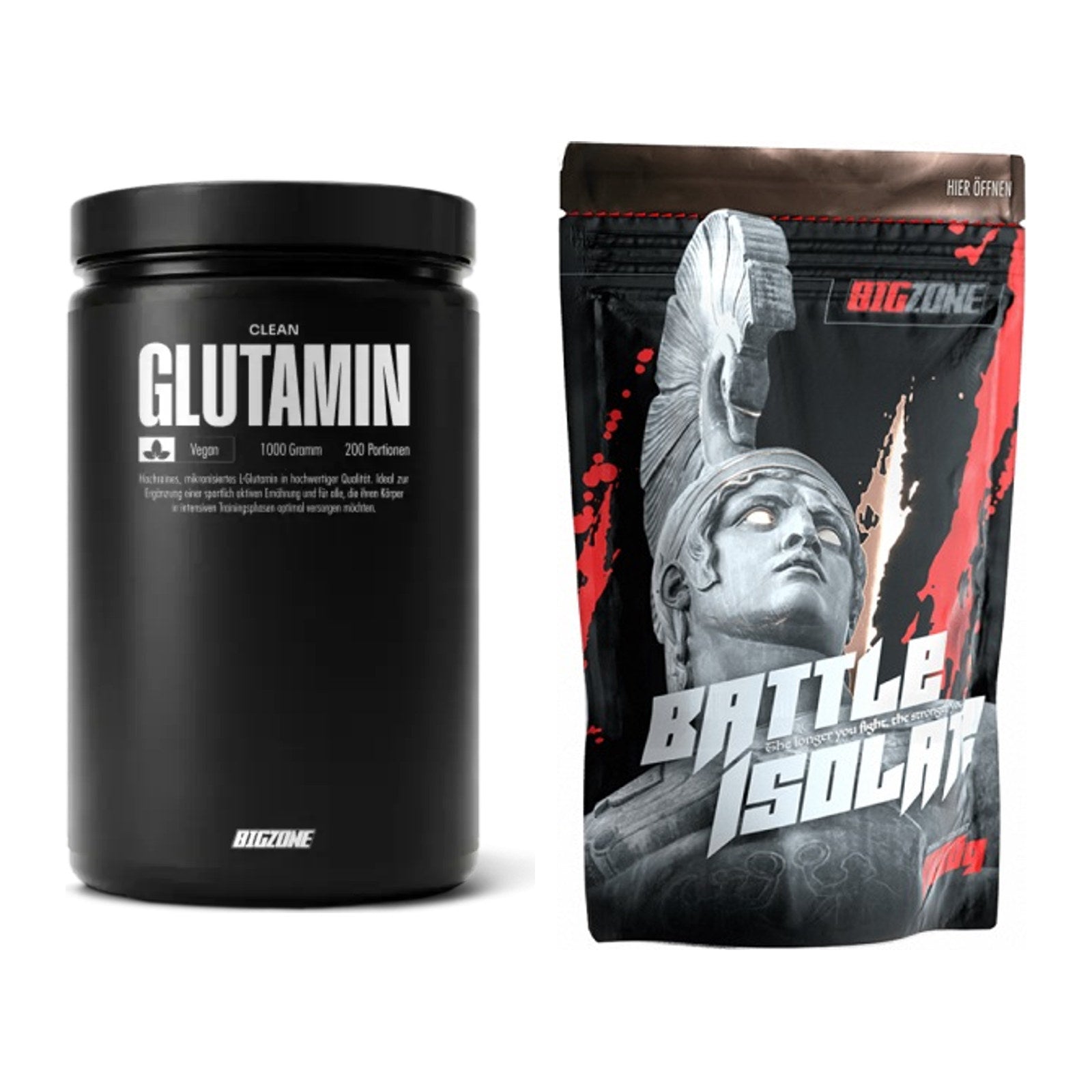 Regenerations-Duo: Big Zone Glutamin + Big Zone Battle Isolate – alle enthaltenen Artikel