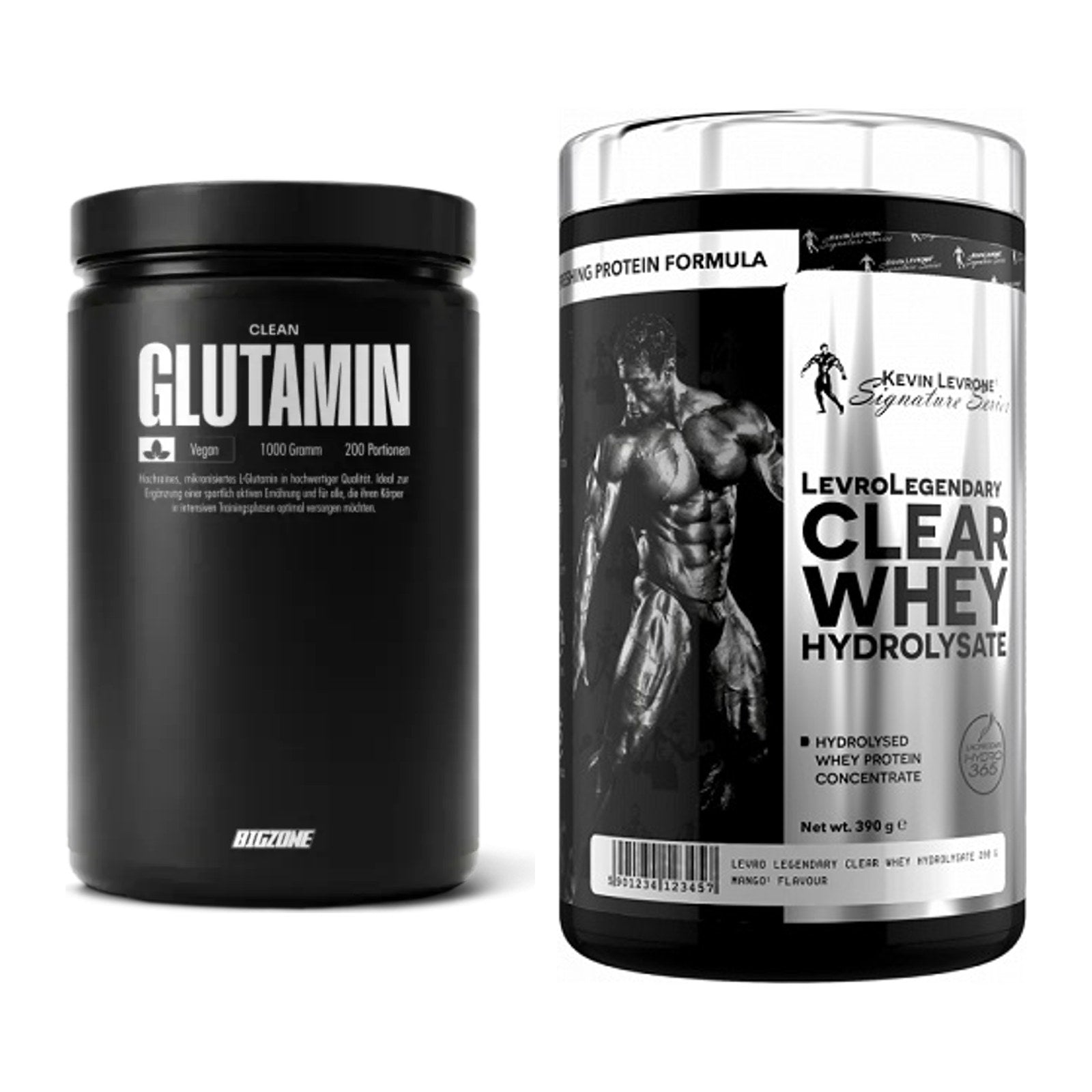 Regenerations-Duo: Big Zone Glutamin + Kevin Levrone Clear Whey – alle enthaltenen Artikel