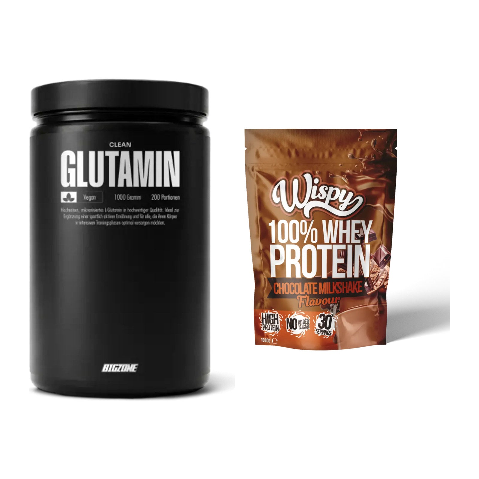 Regenerations-Duo: Big Zone Glutamin + Wispy Whey 100% – alle enthaltenen Artikel