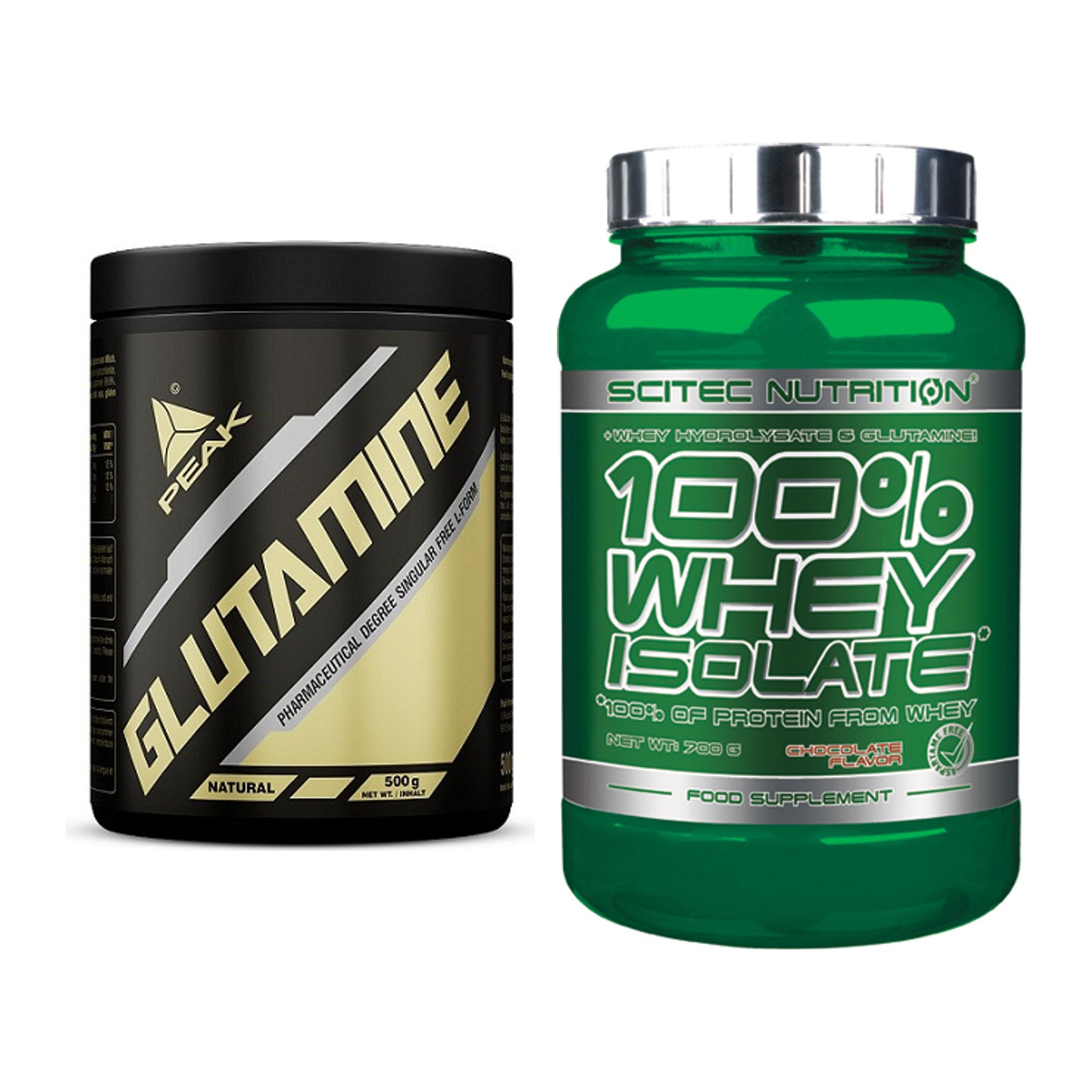 Regenerations-Duo: Peak Glutamin + Scitec Whey Isolate – alle enthaltenen Artikel