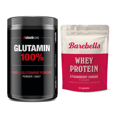 Regenerations-Duo: Sinob Core L-Glutamin + Barebells Whey Protein – alle enthaltenen Artikel
