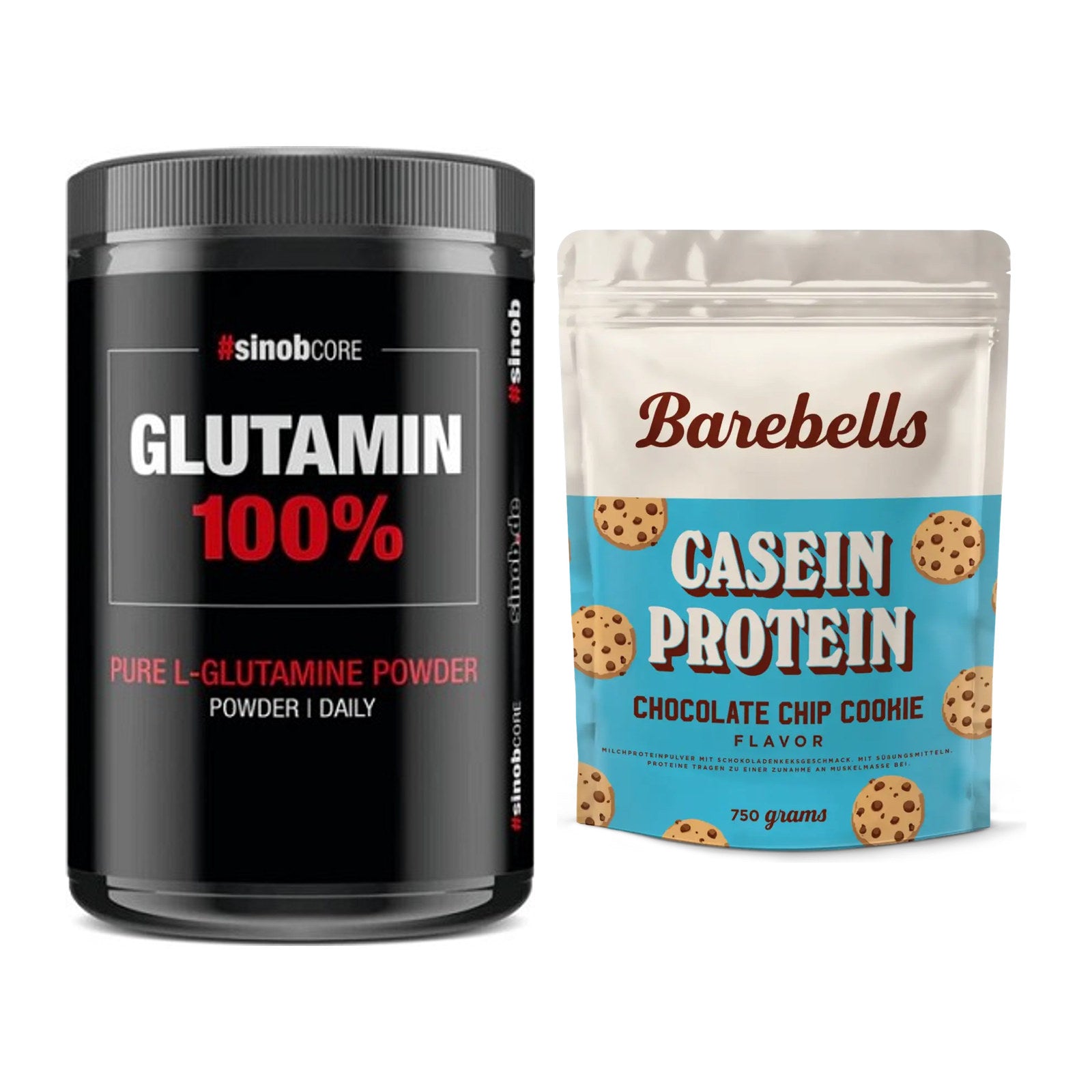 Regenerations-Duo: Sinob Core L-Glutamin + Barebells Casein Protein – alle enthaltenen Artikel