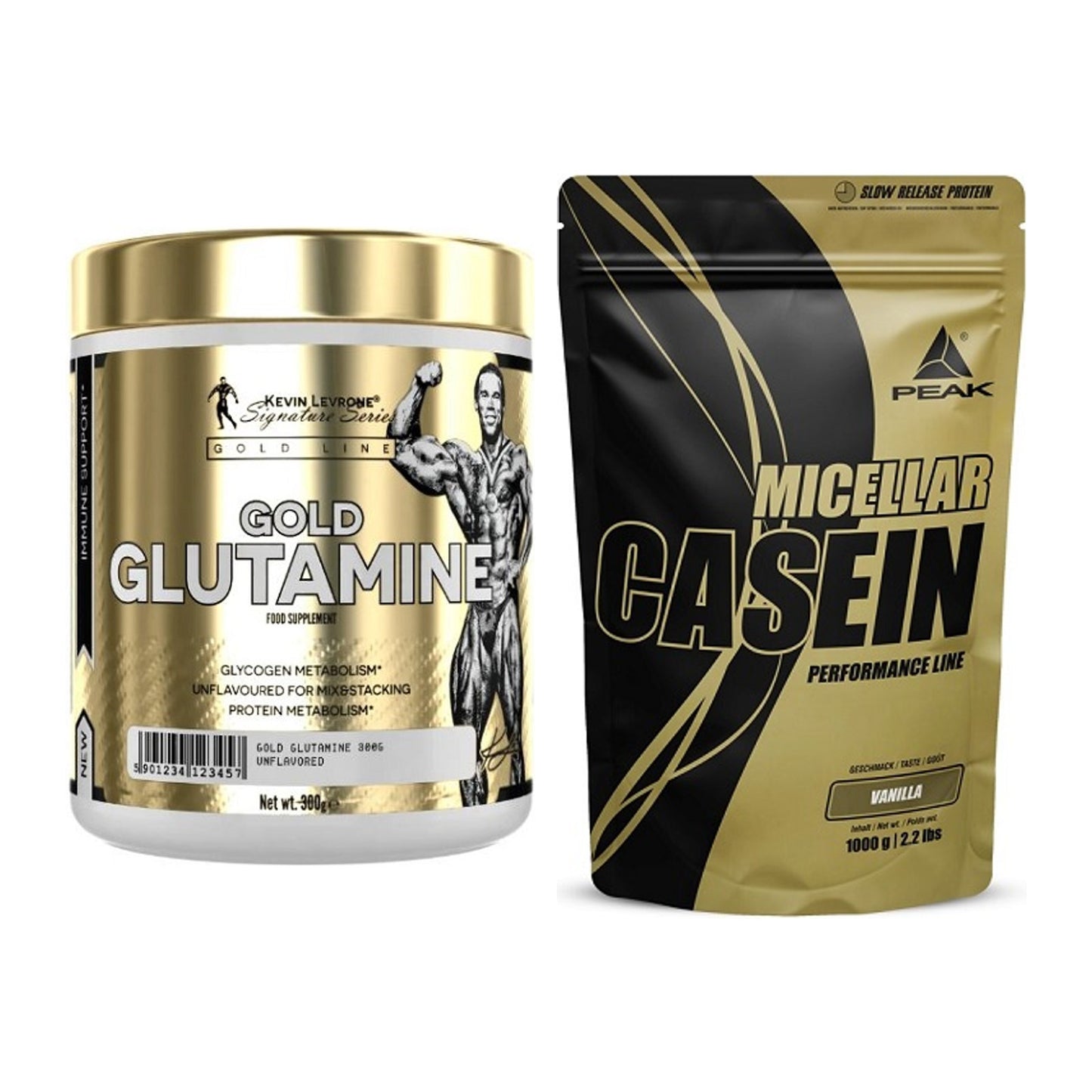 Regenerations-Duo: Kevin Levrone GOLD Glutamine + Peak Micellar Casein – alle enthaltenen Artikel