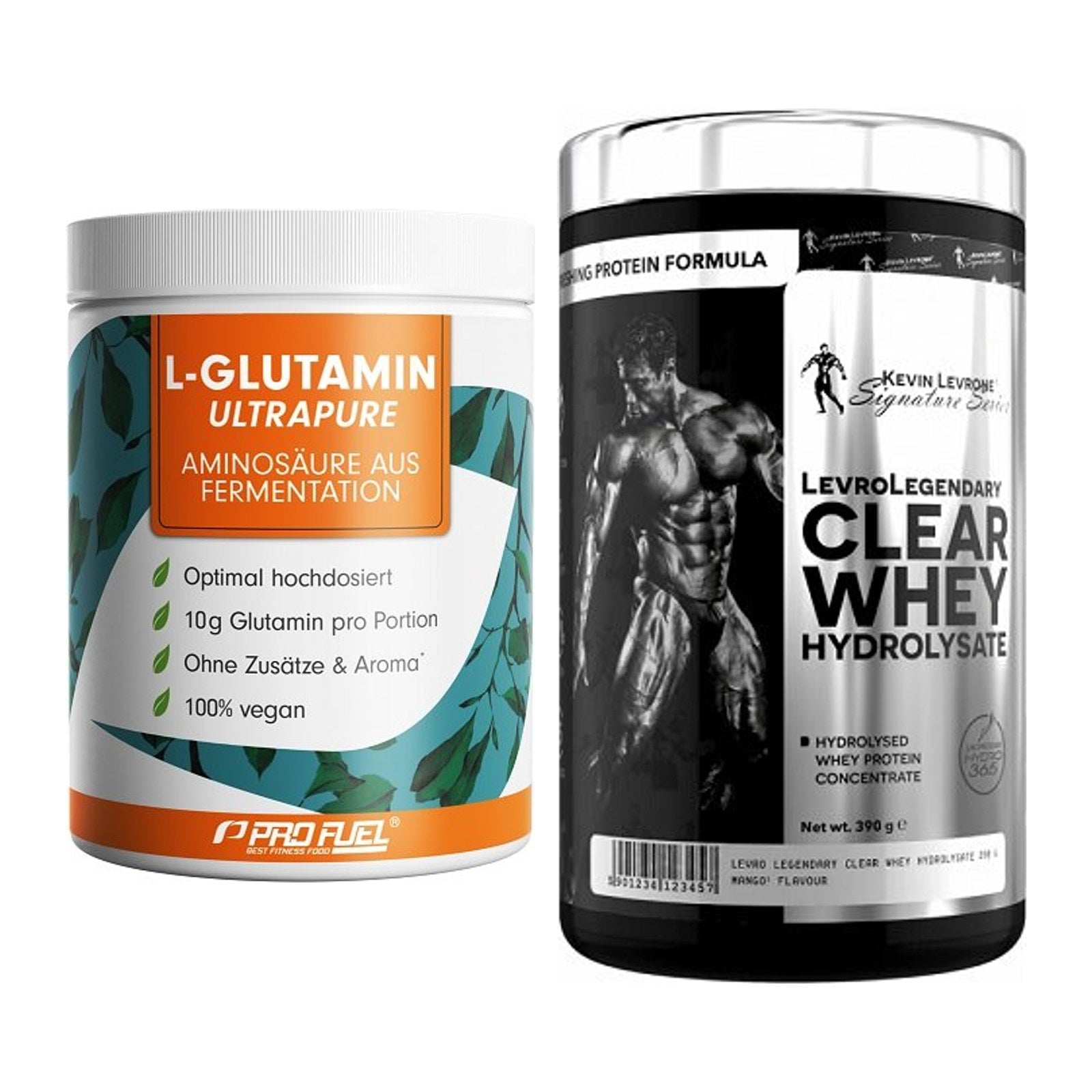 Regenerations-Duo: ProFuel Glutamin + Kevin Levrone Clear Whey – alle enthaltenen Artikel
