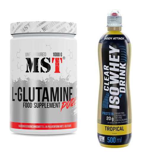 Regenerations-Duo: MST Glutamine + Body Attack Clear Iso Whey Drink – alle enthaltenen Artikel