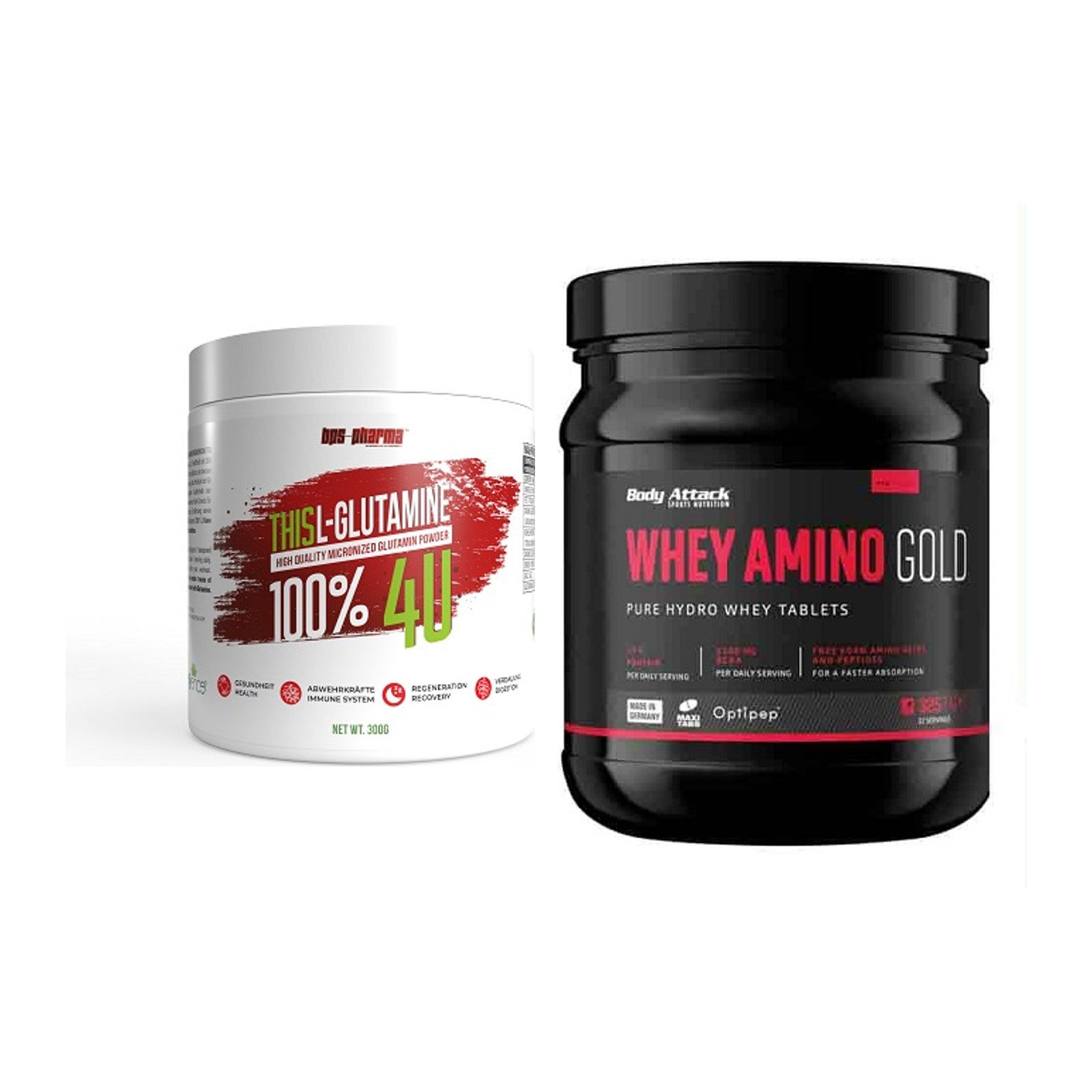 Regenerations-Duo: BPS-Pharma This Glutamin + Body Attack Whey Amino – alle enthaltenen Artikel