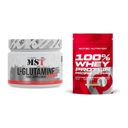 Regenerations-Duo: MST Glutamine + Scitec 100% Whey Protein – alle enthaltenen Artikel