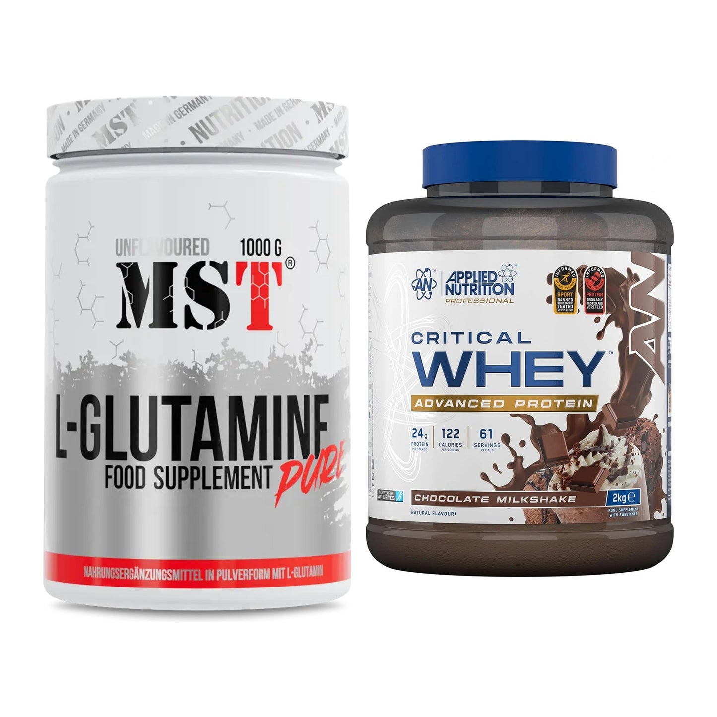 Regenerations-Duo: MST Glutamine + Applied Nutrition Critical Whey – alle enthaltenen Artikel