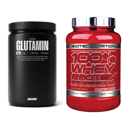 Regenerations-Duo: Big Zone Glutamin + Scitec 100% Whey Professional – alle enthaltenen Artikel