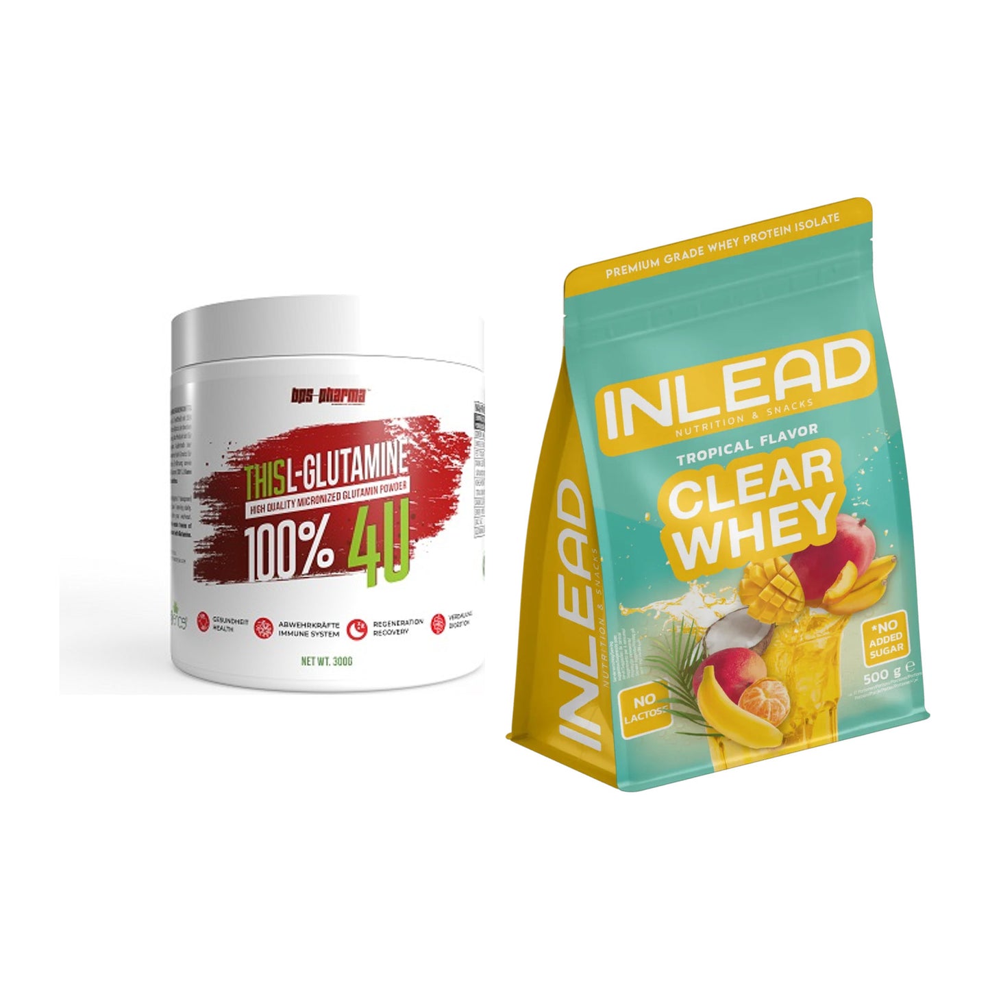 Regenerations-Duo: BPS-Pharma This Glutamin + INLEAD Clear Whey – alle enthaltenen Artikel
