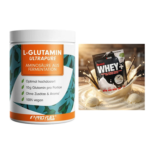 Regenerations-Duo: ProFuel Glutamin Ultrapure + Sinob Honest Whey+ – alle enthaltenen Artikel
