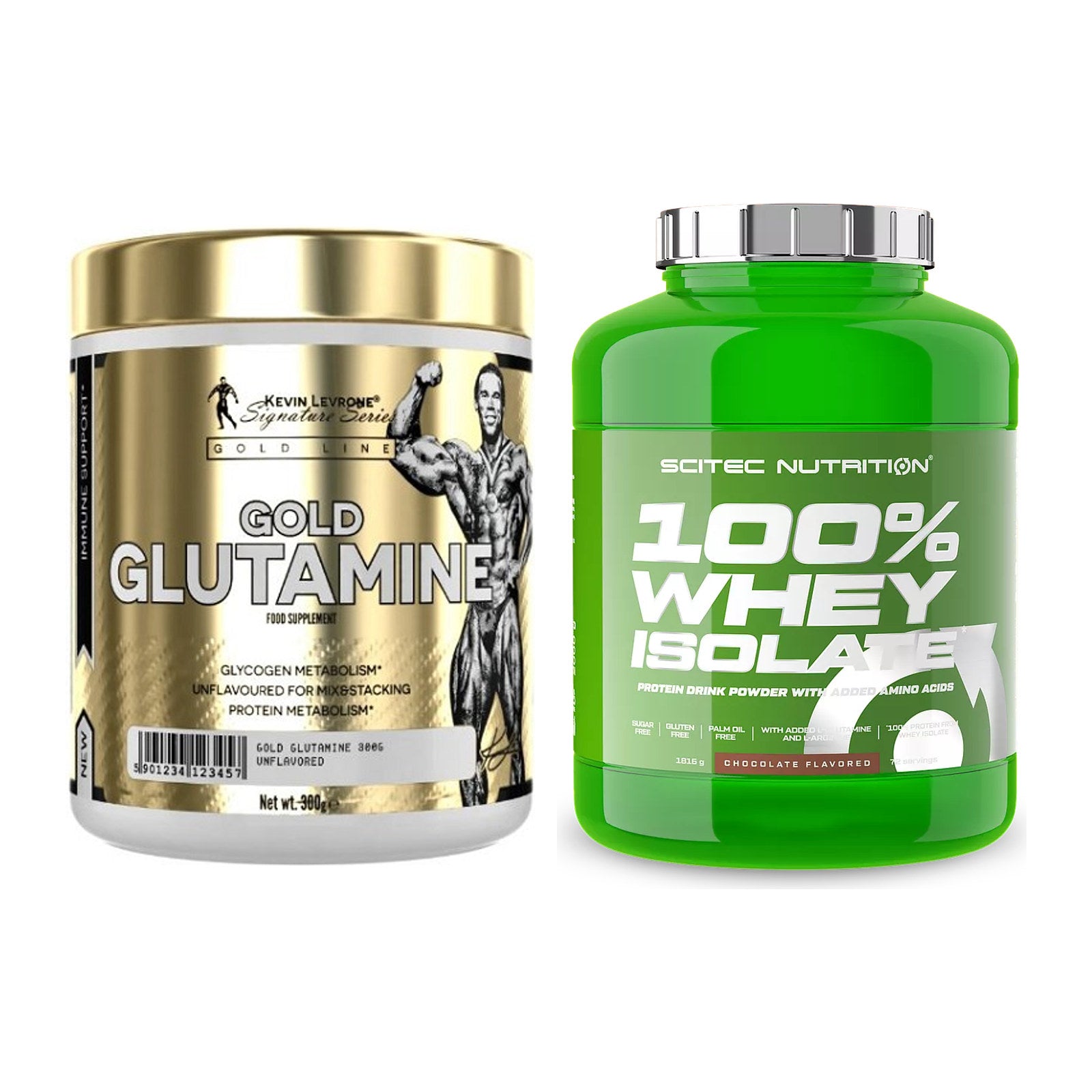 Regenerations-Duo: Kevin Levrone GOLD Glutamine + Scitec Whey Isolate – alle enthaltenen Artikel