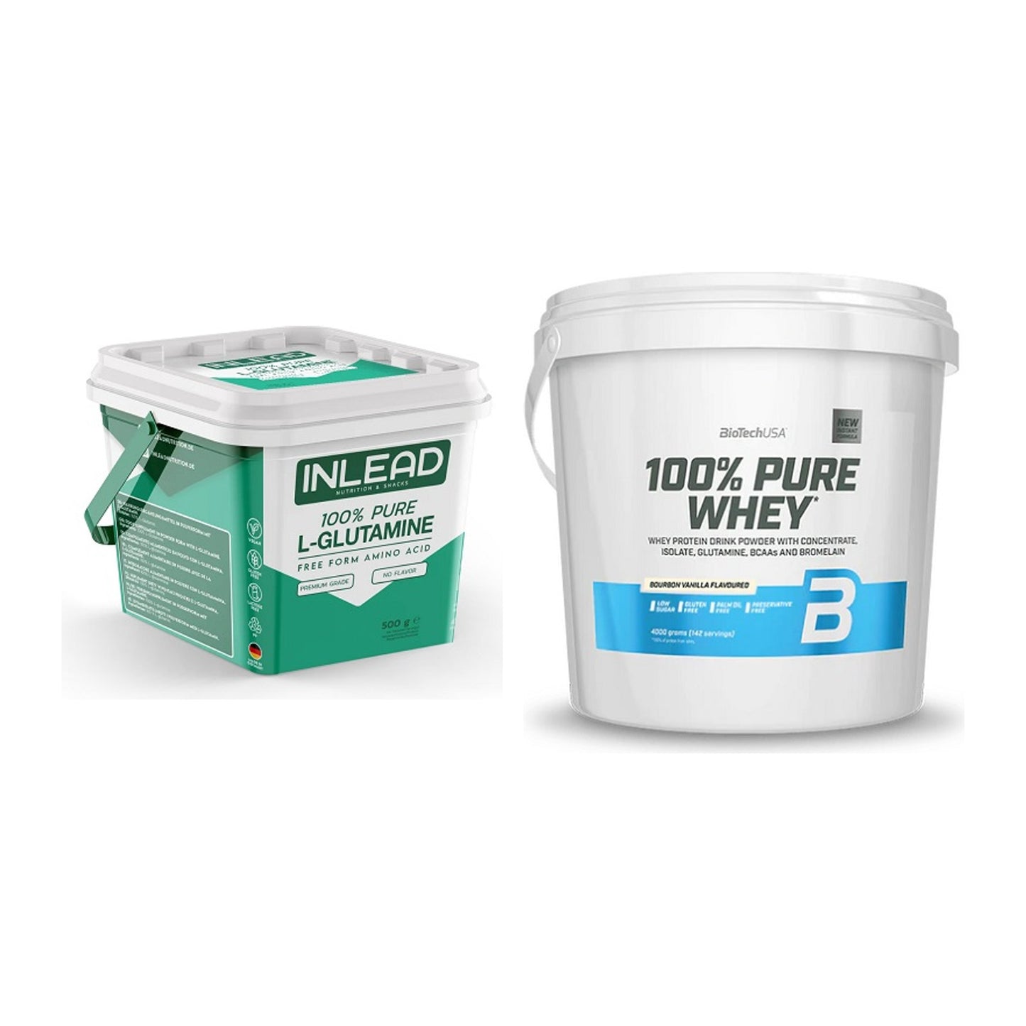 Regenerations-Duo: INLEAD L-Glutamine + BioTech 100% Pure Whey – alle enthaltenen Artikel