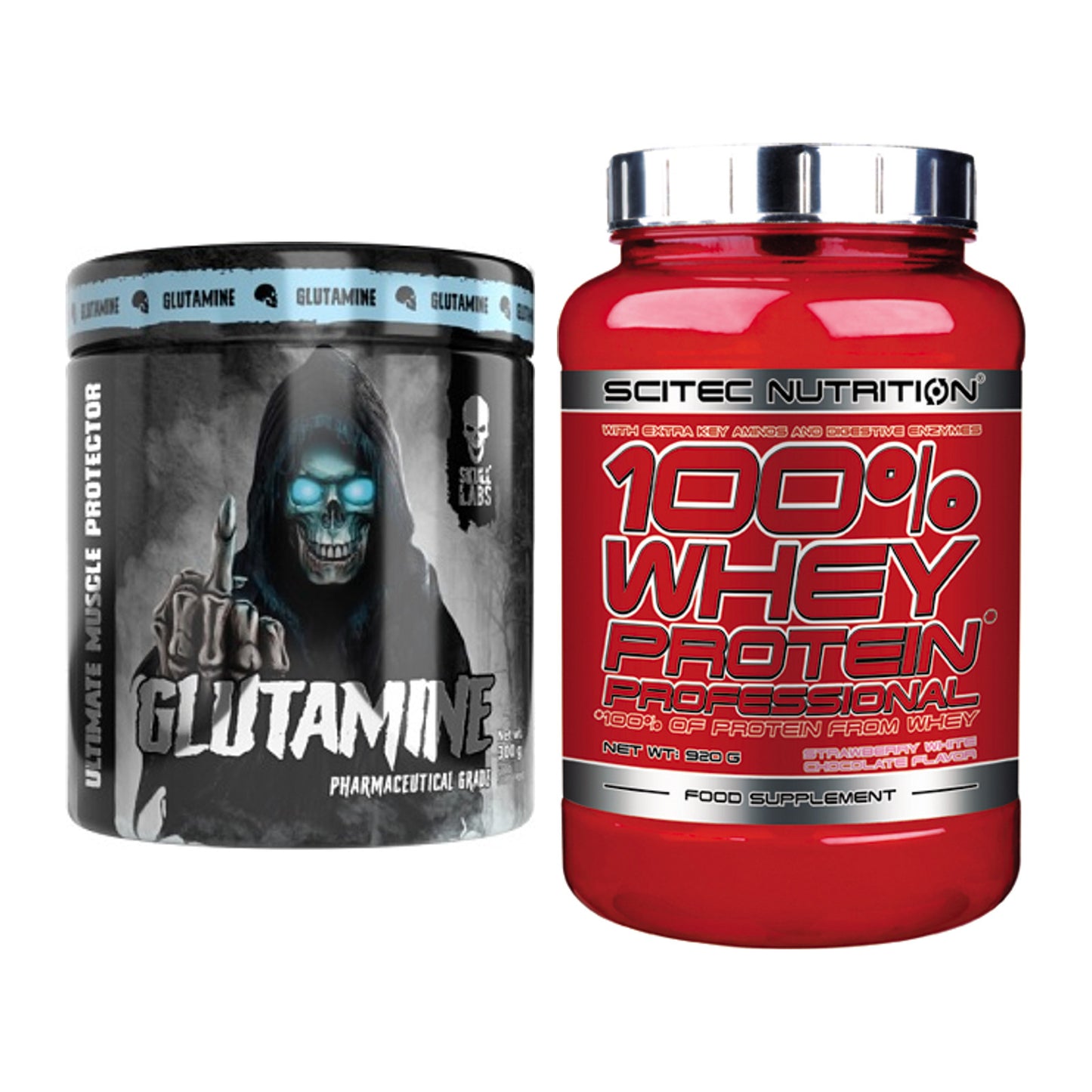 Regenerations-Duo: Skull Labs Glutamine + Scitec 100% Whey – alle enthaltenen Artikel