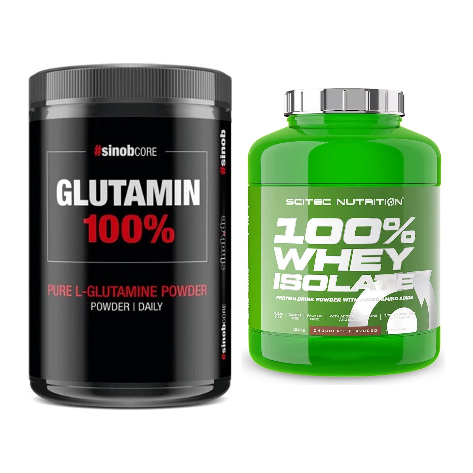 Regenerations-Duo: Sinob Core L-Glutamin + Scitec Whey Isolate – alle enthaltenen Artikel