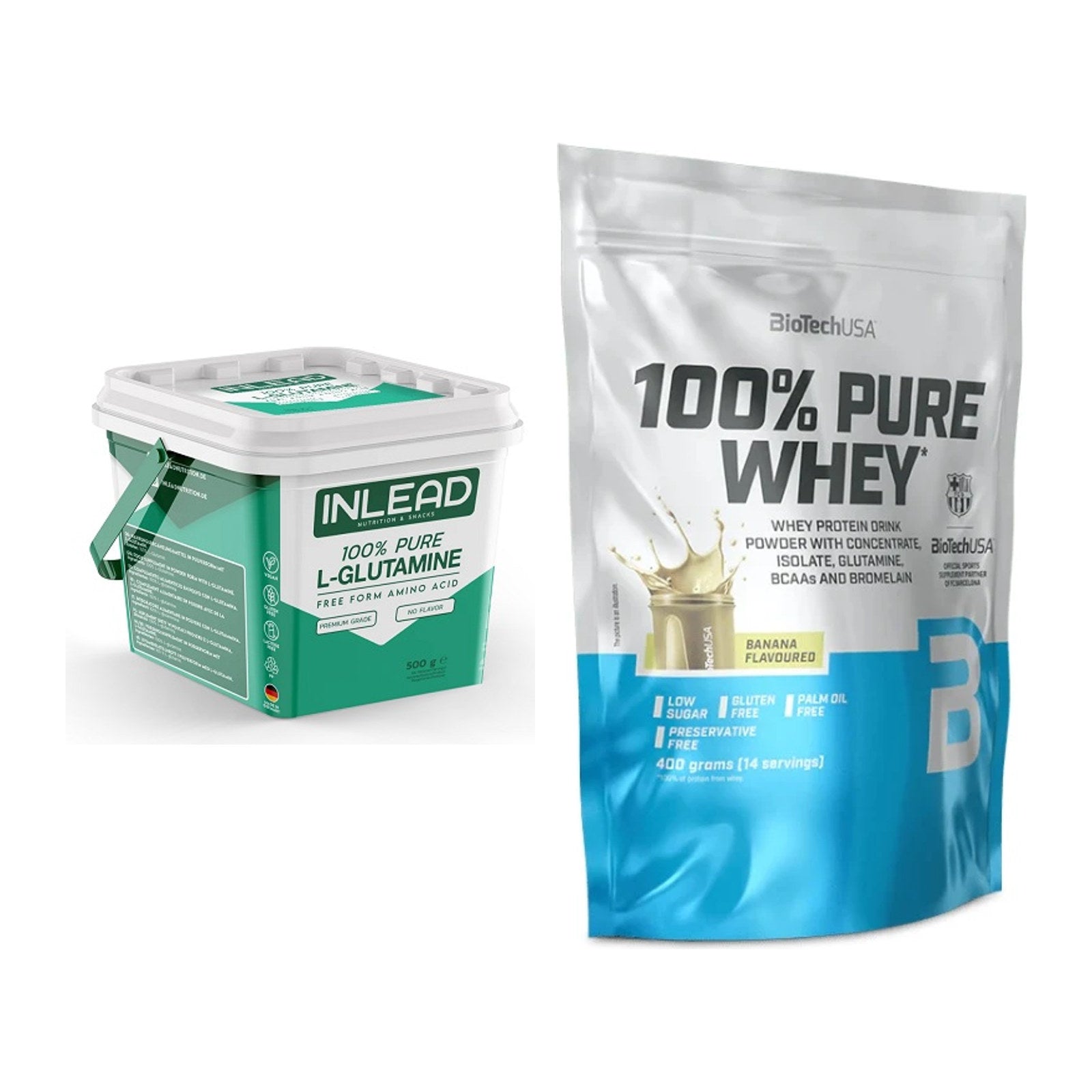 Regenerations-Duo: INLEAD L-Glutamine + BioTech 100% Pure Whey – alle enthaltenen Artikel