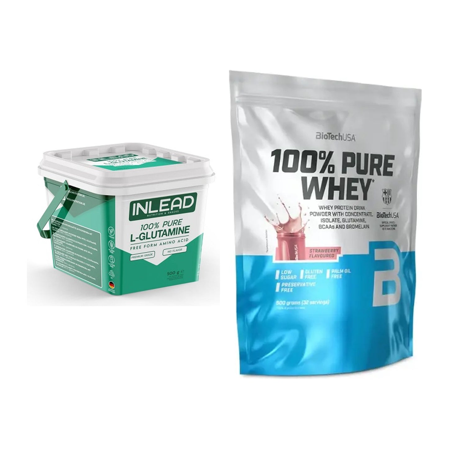 Regenerations-Duo: INLEAD L-Glutamine + BioTech 100% Pure Whey – alle enthaltenen Artikel