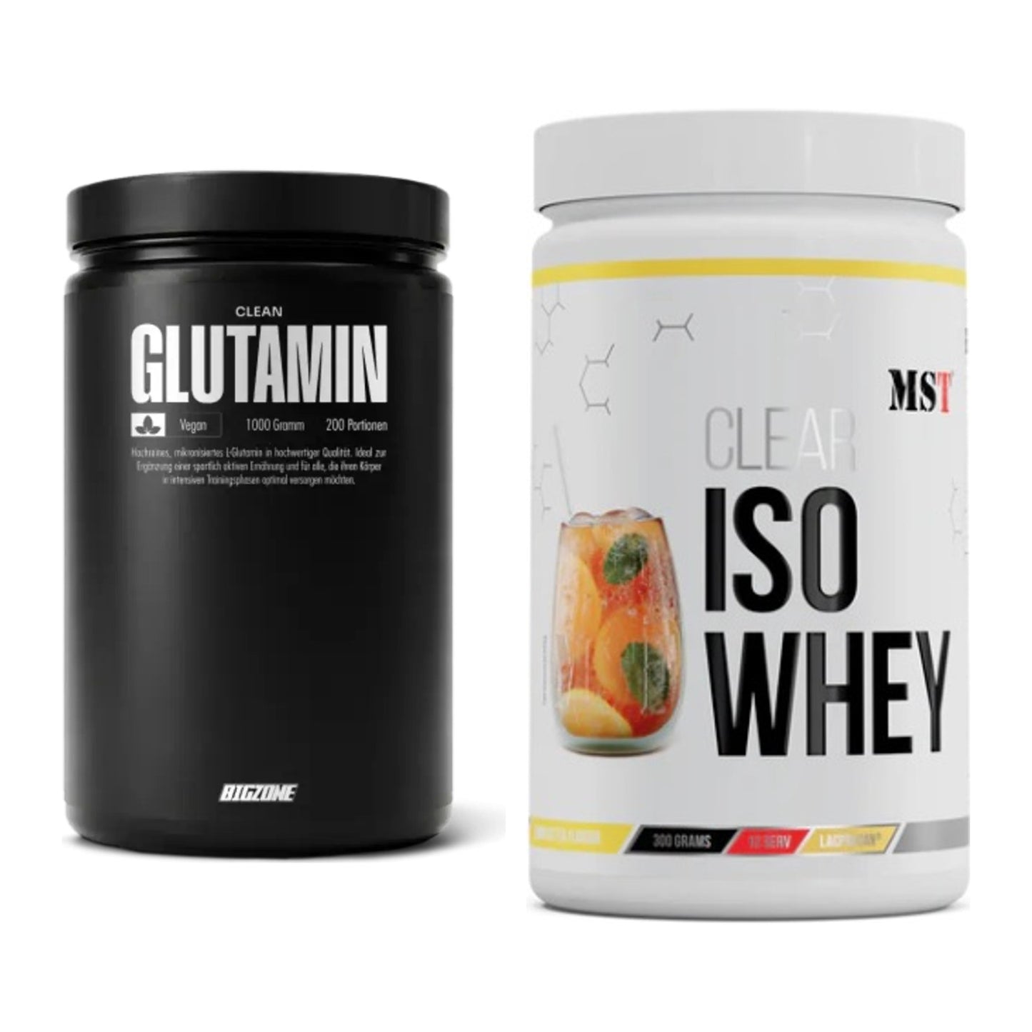 Regenerations-Duo: Big Zone Glutamin + MST Iso Clear – alle enthaltenen Artikel