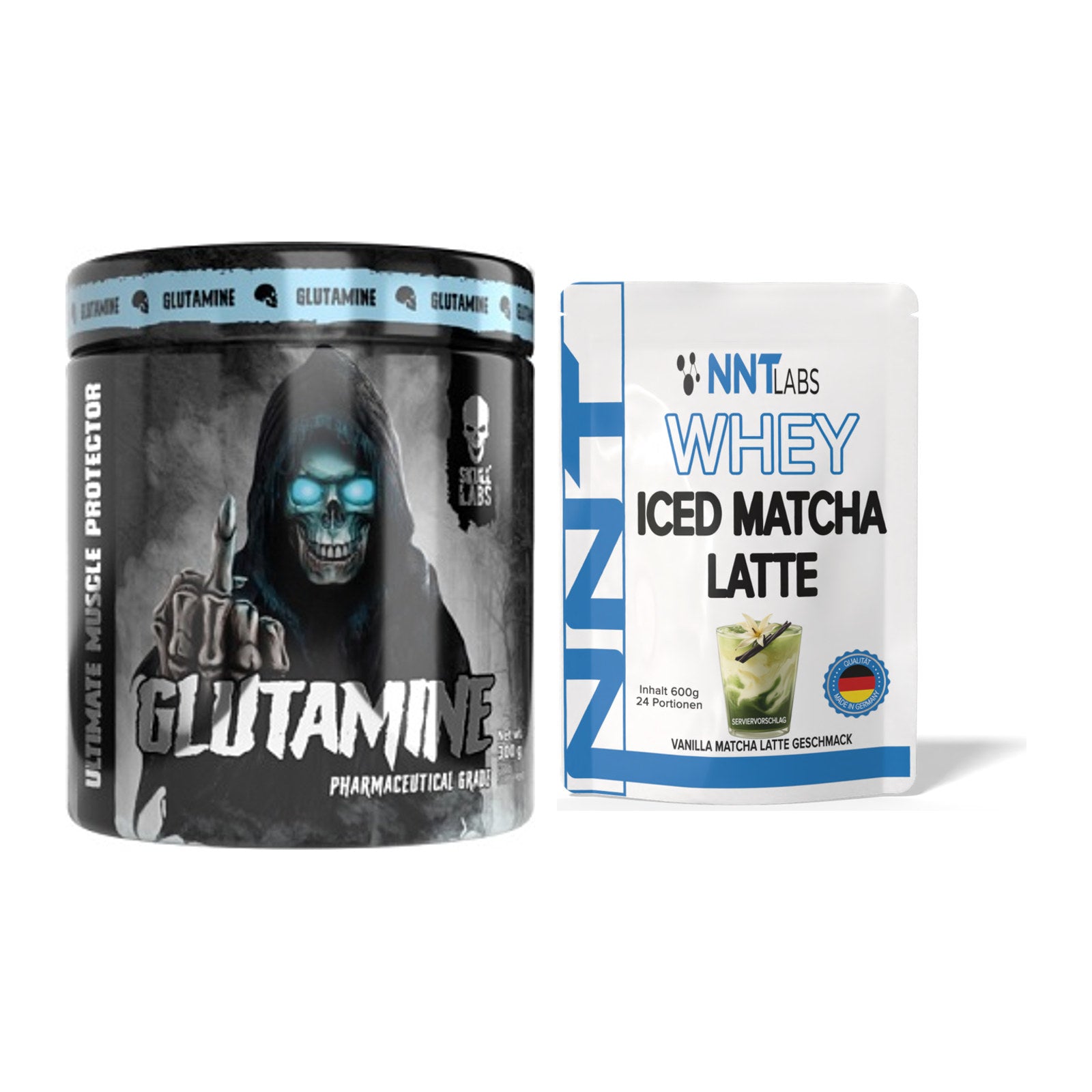 Regenerations-Duo: Skull Labs Glutamine + NNT Whey ICED MATCHA LATTE – alle enthaltenen Artikel