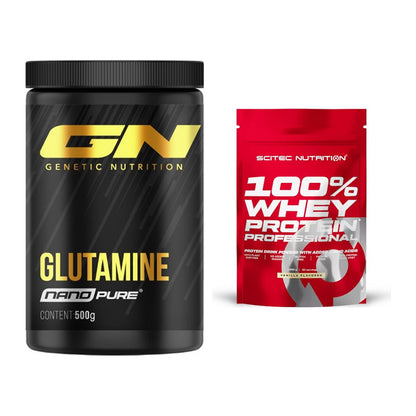 Regenerations-Duo: GN Nano Pure Glutamine + Scitec 100% Whey Protein – alle enthaltenen Artikel