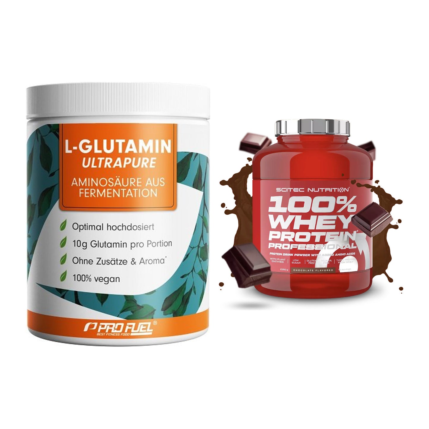 Regenerations-Duo: ProFuel Glutamin + Scitec 100% Whey – alle enthaltenen Artikel