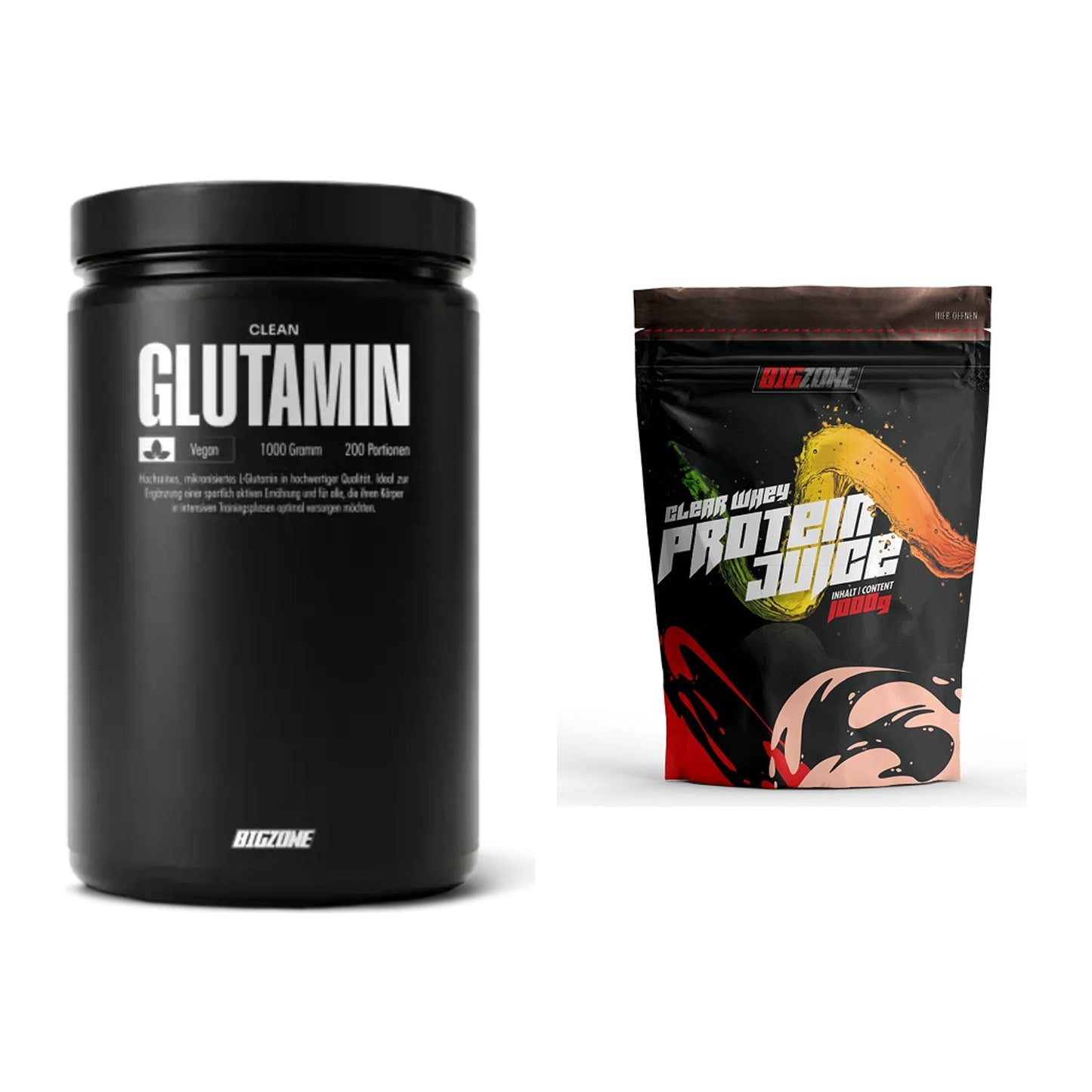Regenerations-Duo: Big Zone Glutamin + Big Zone Clear Whey – alle enthaltenen Artikel