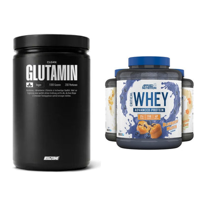 Regenerations-Duo: Big Zone Glutamin + Applied Nutrition Critical Whey – alle enthaltenen Artikel