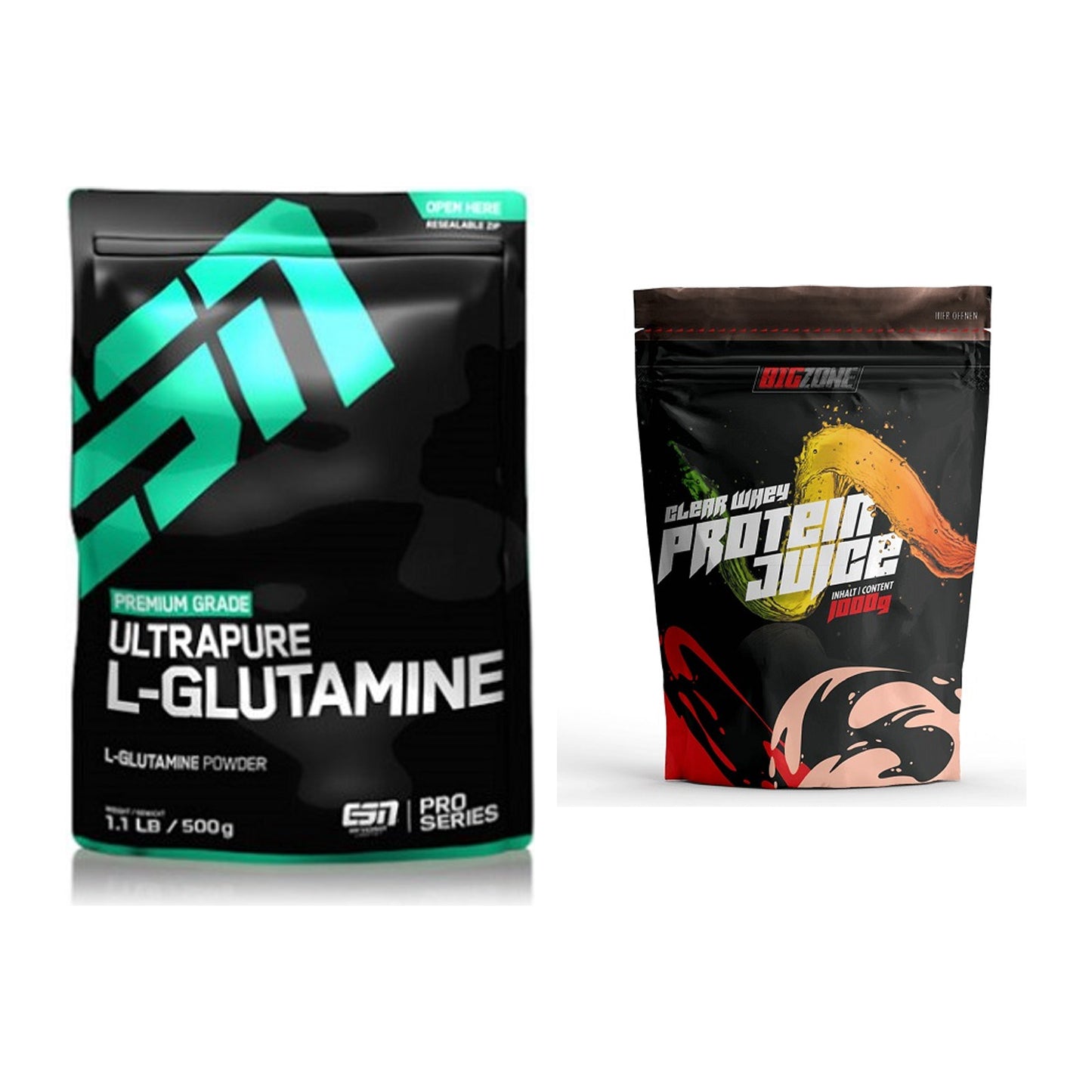 Regenerations-Duo: ESN Ultrapure L-Glutamin + Big Zone Clear Whey – alle enthaltenen Artikel