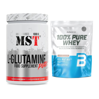 Regenerations-Duo: MST Glutamine + BioTech 100% Pure Whey – alle enthaltenen Artikel