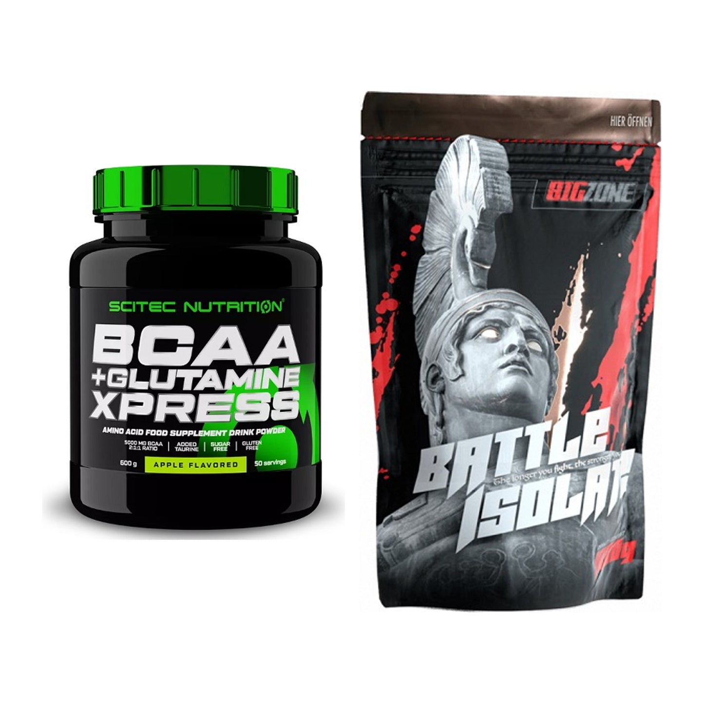 Regenerations-Duo: Scitec BCAA+ Glutamine + Big Zone Battle Isolate – alle enthaltenen Artikel