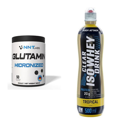 Regenerations-Duo: NNT Glutamin + Body Attack Clear Iso Whey Drink – alle enthaltenen Artikel