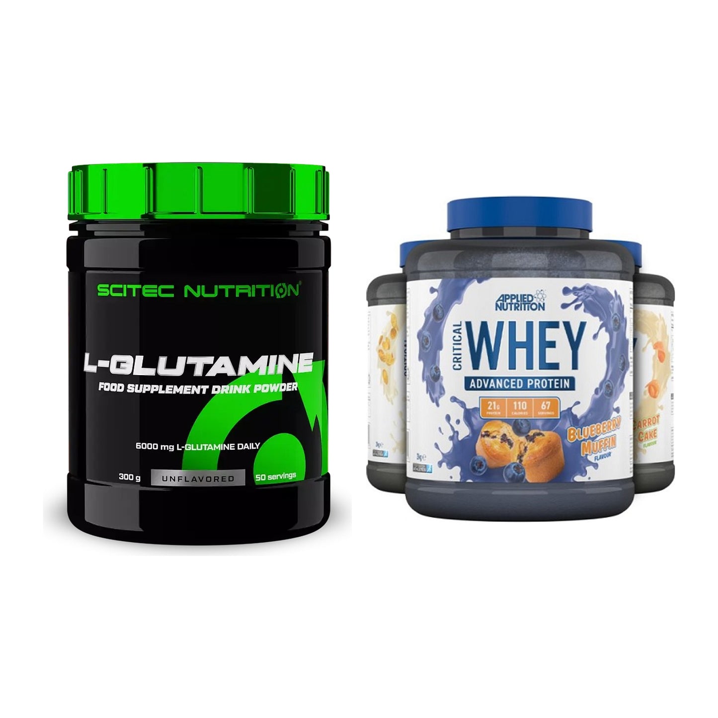 Regenerations-Duo: Scitec L-Glutamin + Applied Nutrition Critical Whey – alle enthaltenen Artikel