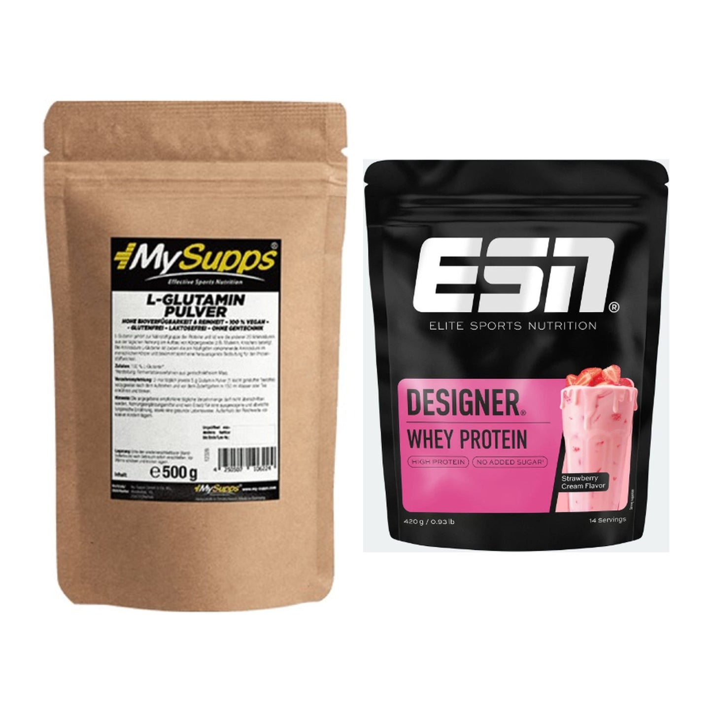 Regenerations-Duo: MySupps Glutamine + ESN Designer Whey – alle enthaltenen Artikel