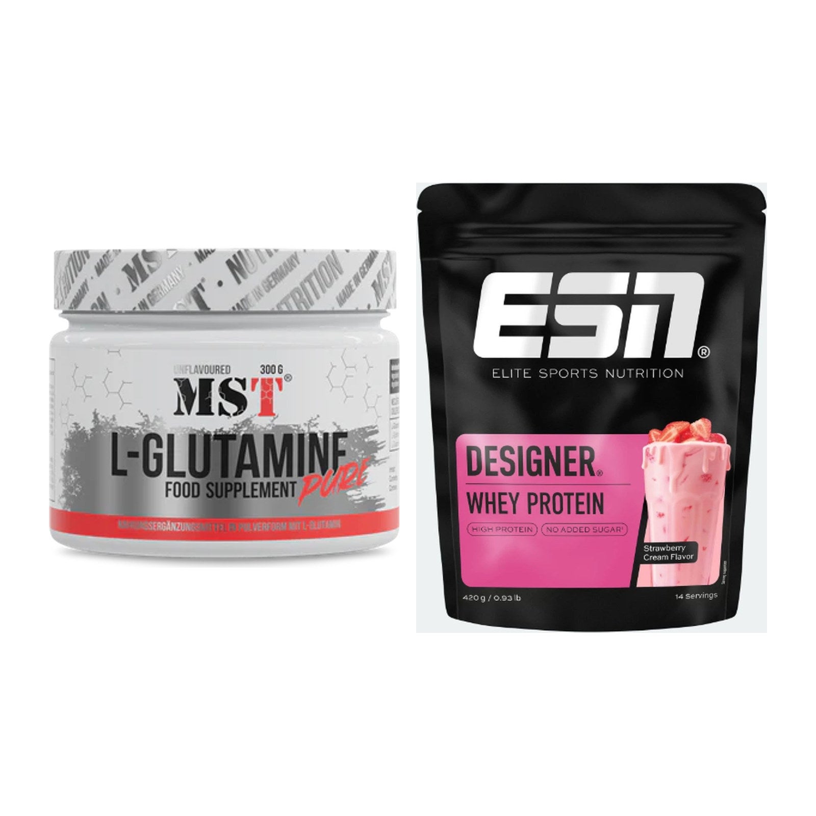 Regenerations-Duo: MST Glutamine + ESN Designer Whey – alle enthaltenen Artikel