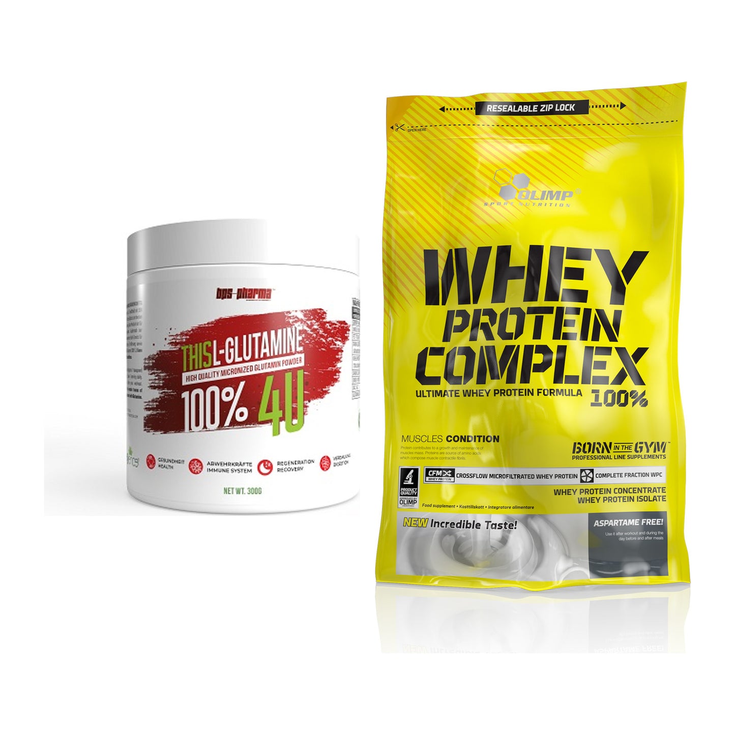 Regenerations-Duo: BPS-Pharma This Glutamin + Olimp Whey Protein – alle enthaltenen Artikel