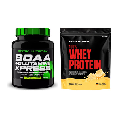 Regenerations-Duo: Scitec BCAA+ Glutamine + Body Attack 100% Whey – alle enthaltenen Artikel