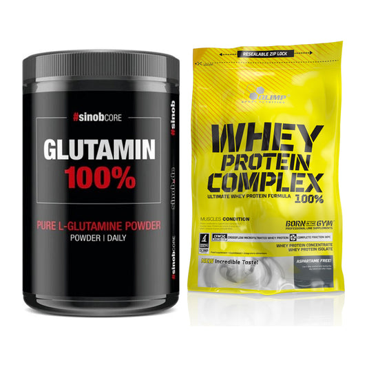 Regenerations-Duo: Sinob Core L-Glutamin + Olimp Whey Protein – alle enthaltenen Artikel
