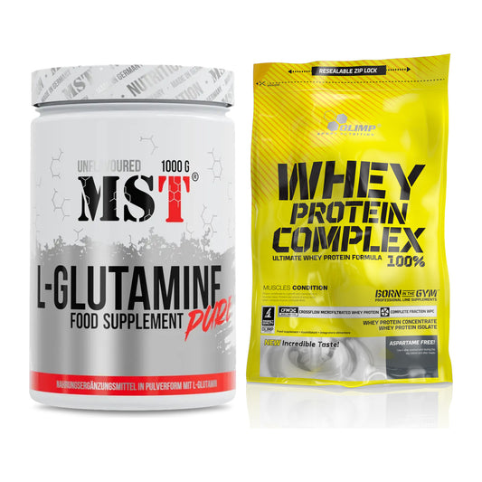 Regenerations-Duo: MST Glutamine + Olimp Whey Protein Complex 100% – alle enthaltenen Artikel