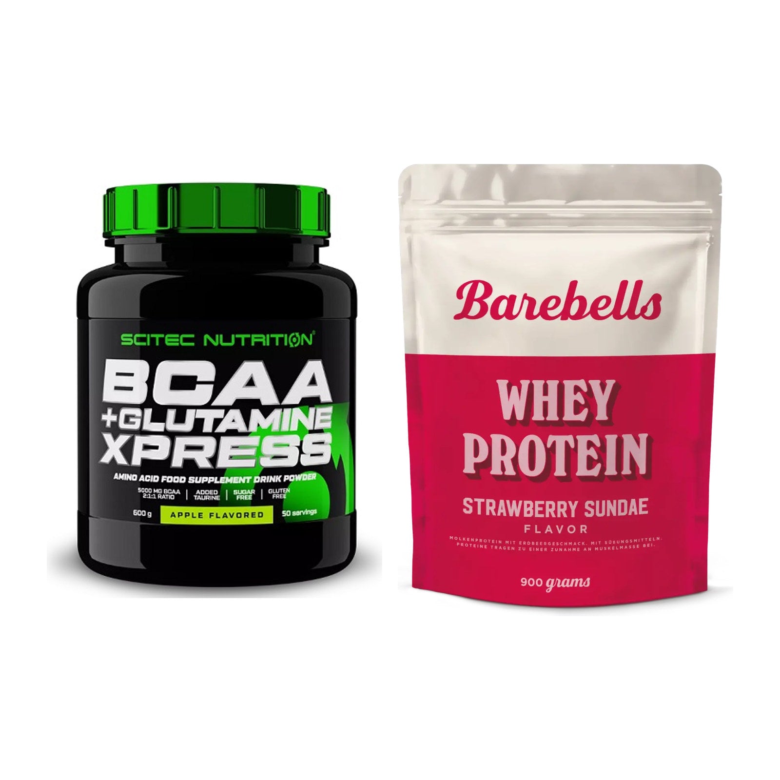 Regenerations-Duo: Scitec BCAA+ Glutamine + Barebells Whey Protein – alle enthaltenen Artikel