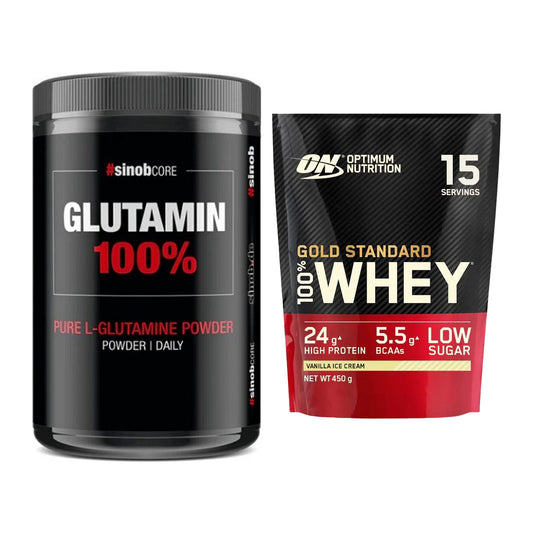 Regenerations-Duo: Sinob Core L-Glutamin + ON Whey Gold Standard – alle enthaltenen Artikel