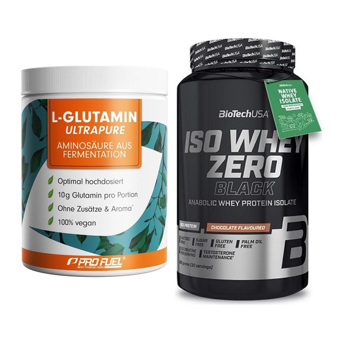 Regenerations-Duo: ProFuel Glutamin + BioTech Iso Whey Zero – alle enthaltenen Artikel