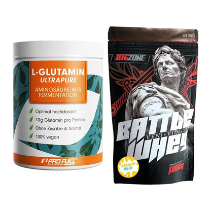 Regenerations-Duo: ProFuel Glutamin Ultrapure + Big Zone Battle Whey – alle enthaltenen Artikel