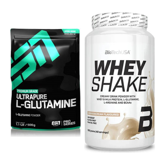 Regenerations-Duo: ESN Ultrapure L-Glutamin + BioTech Whey Shake – alle enthaltenen Artikel