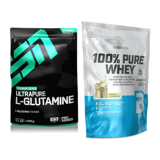 Regenerations-Duo: ESN Ultrapure L-Glutamin + BioTech 100% Pure Whey – alle enthaltenen Artikel
