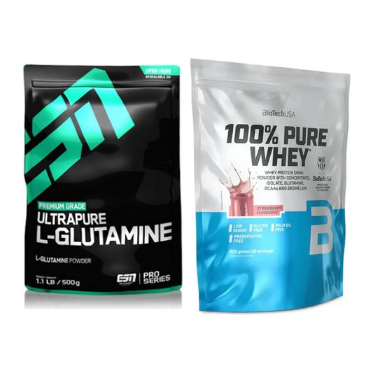 Regenerations-Duo: ESN Ultrapure L-Glutamin + BioTech 100% Pure Whey – alle enthaltenen Artikel