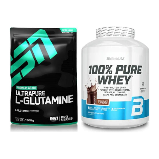 Regenerations-Duo: ESN Ultrapure L-Glutamin + BioTech 100% Pure Whey – alle enthaltenen Artikel