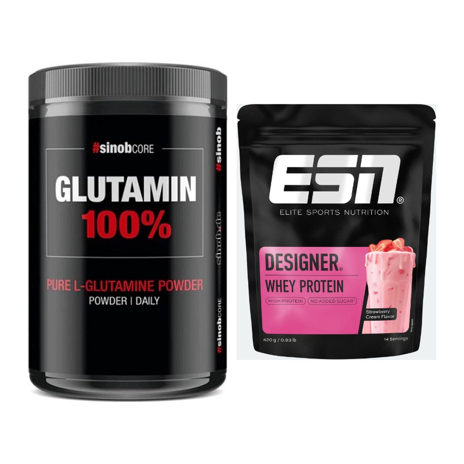 Regenerations-Duo: Sinob Core L-Glutamin + ESN Designer Whey – alle enthaltenen Artikel