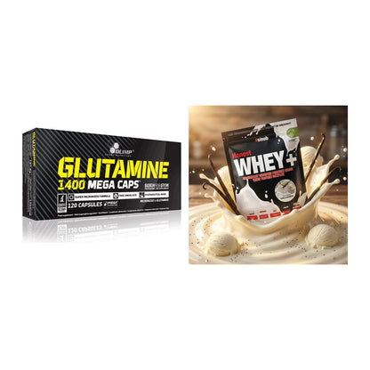 Regenerations-Duo: Olimp L-Glutamine Mega Caps + Sinob Honest Whey+ – alle enthaltenen Artikel
