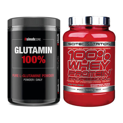 Regenerations-Duo: Sinob Core L-Glutamin + Scitec 100% Whey – alle enthaltenen Artikel