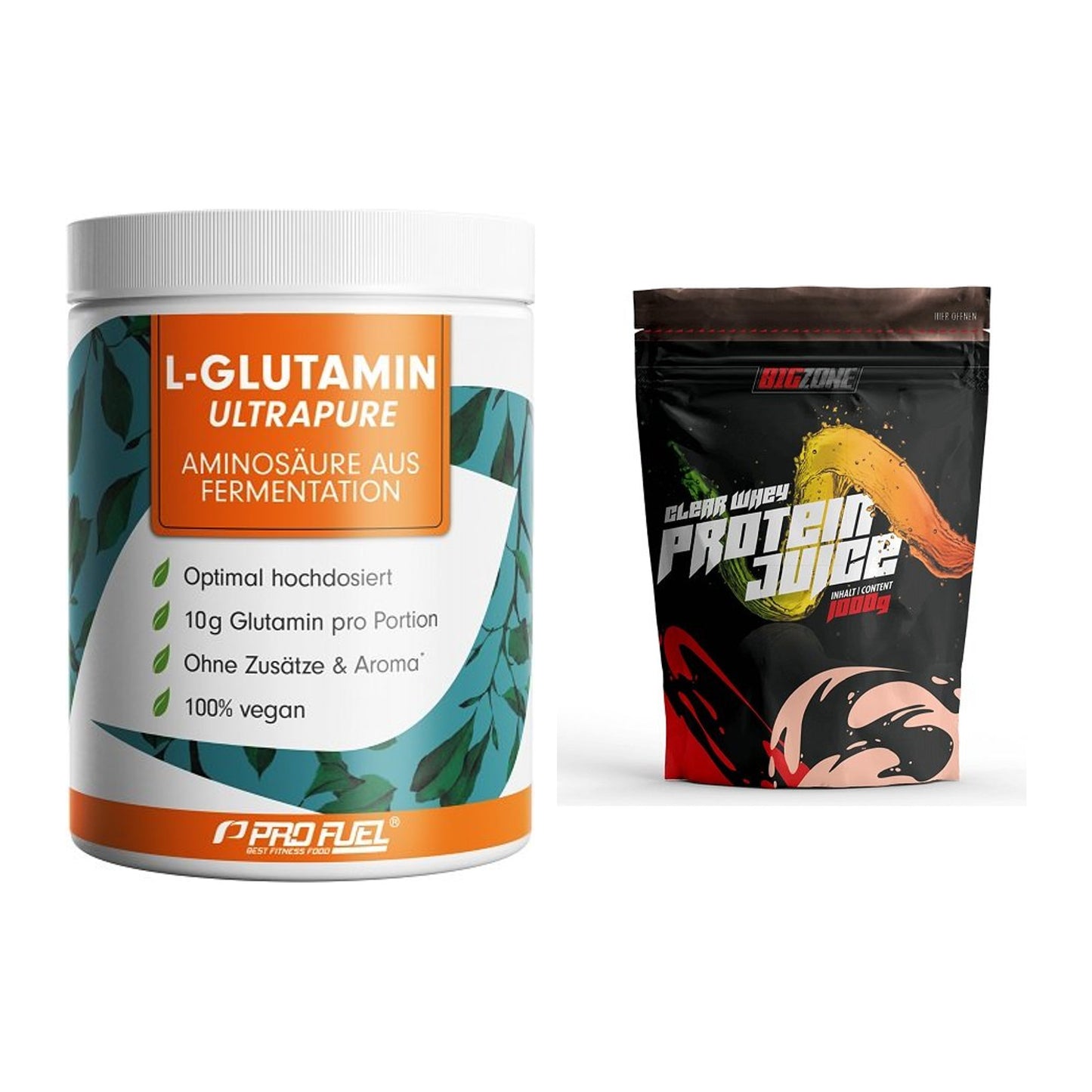 Regenerations-Duo: ProFuel Glutamin + Big Zone Clear Whey – alle enthaltenen Artikel